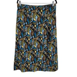 Christopher & Banks Skirt Wrap Retro 70's Abstract Mod Button Midi Blue 8‎